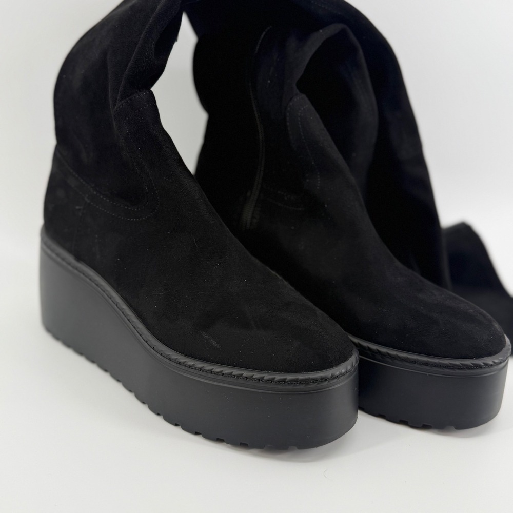 Nine West HOJO 2 Womens Black Faux Suede Platform Over The Knee Boots 8M